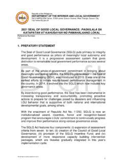 2021 SEAL OF GOOD LOCAL GOVERNANCE: PAGKILALA SA .